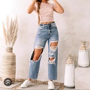 Kancan cropped straight leg jeans